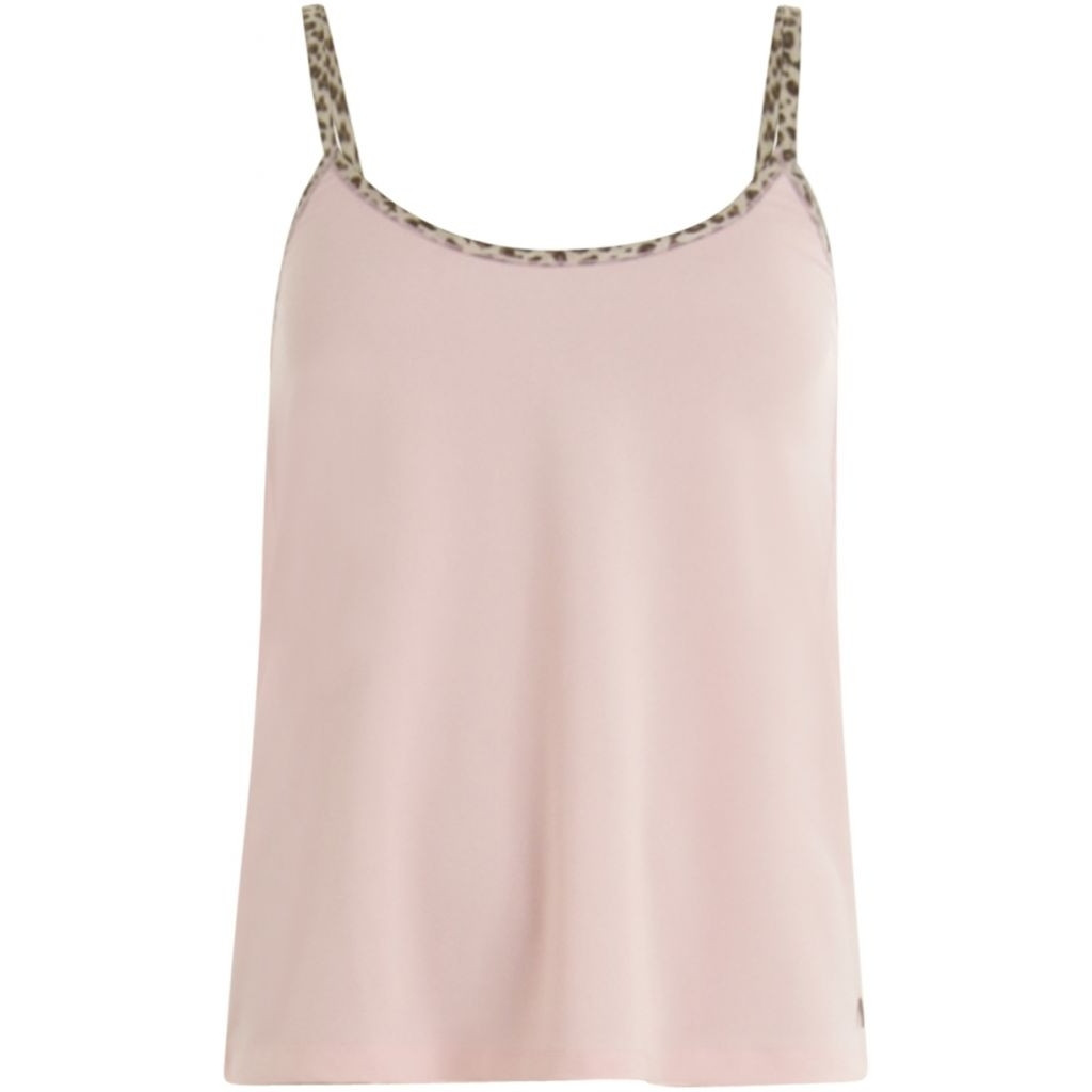 Coster Copenhagen mørk rosa top med leopard kant