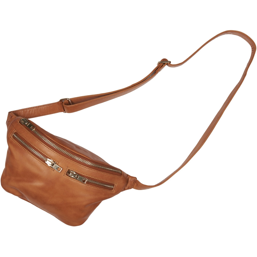 Bumbag i cognac med 2 lommer foran