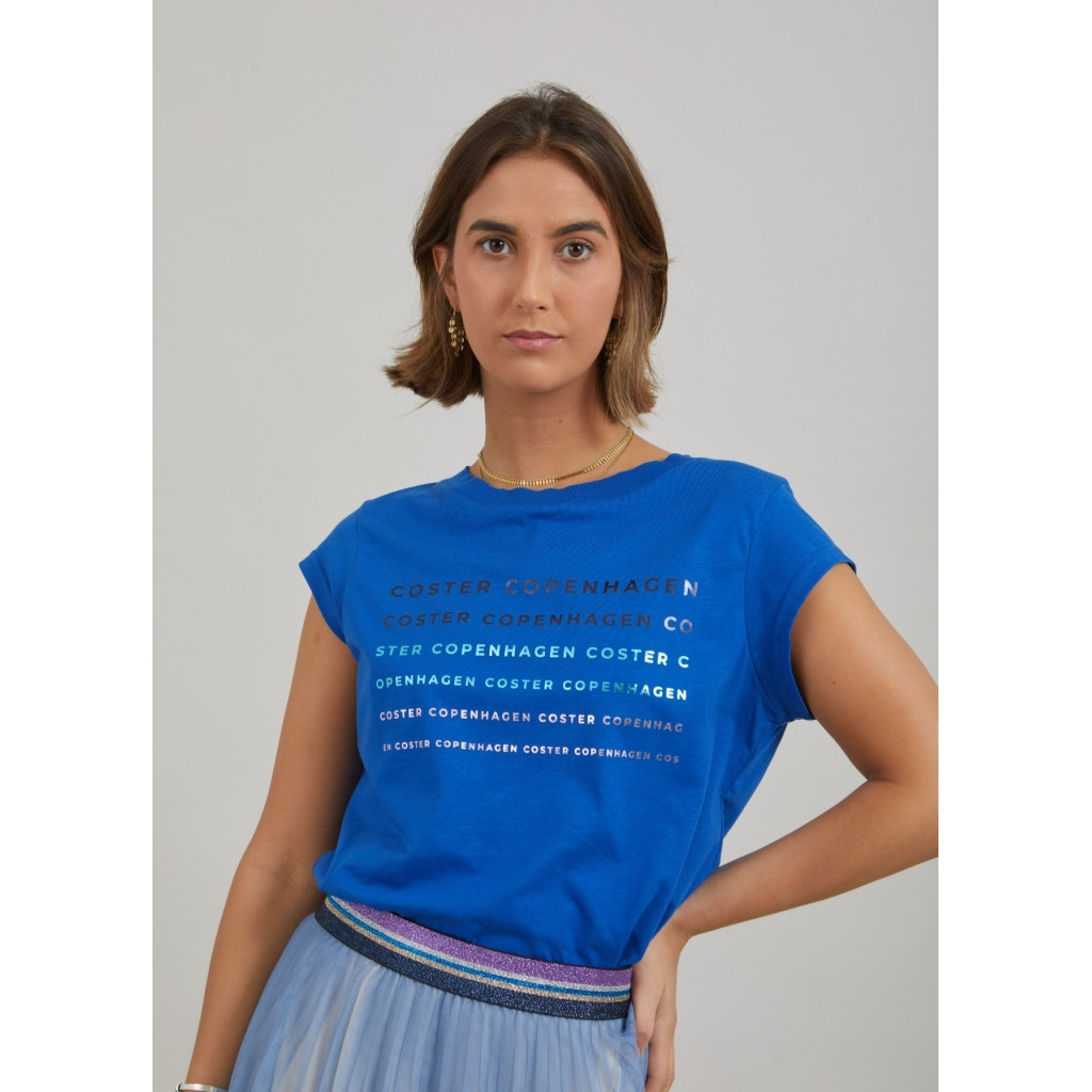 Coster Copenhagen blå t-shirt med skrift