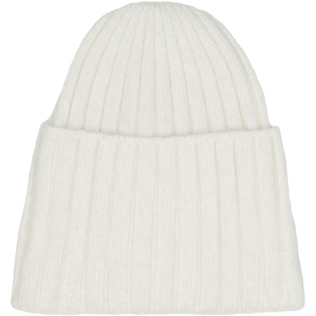 Super blød hvid hue med lidt glimmer.