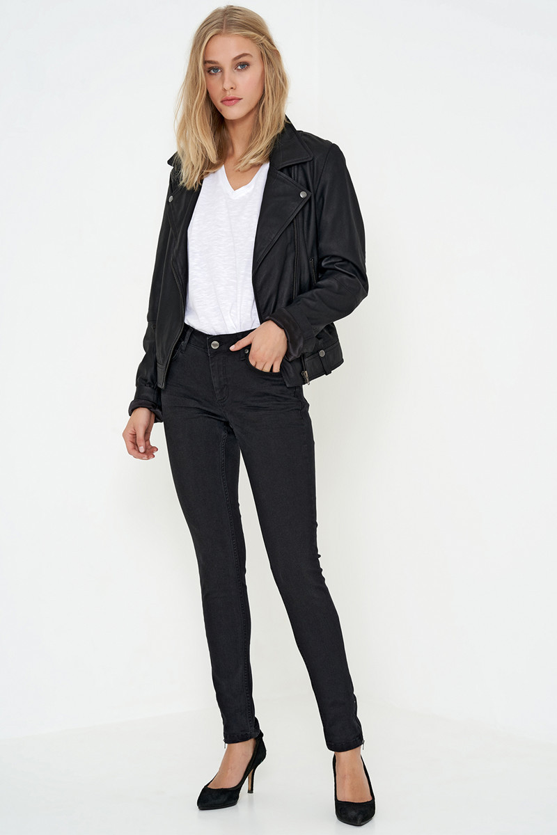 Denim Hunter sort jeans med lynlås forneden