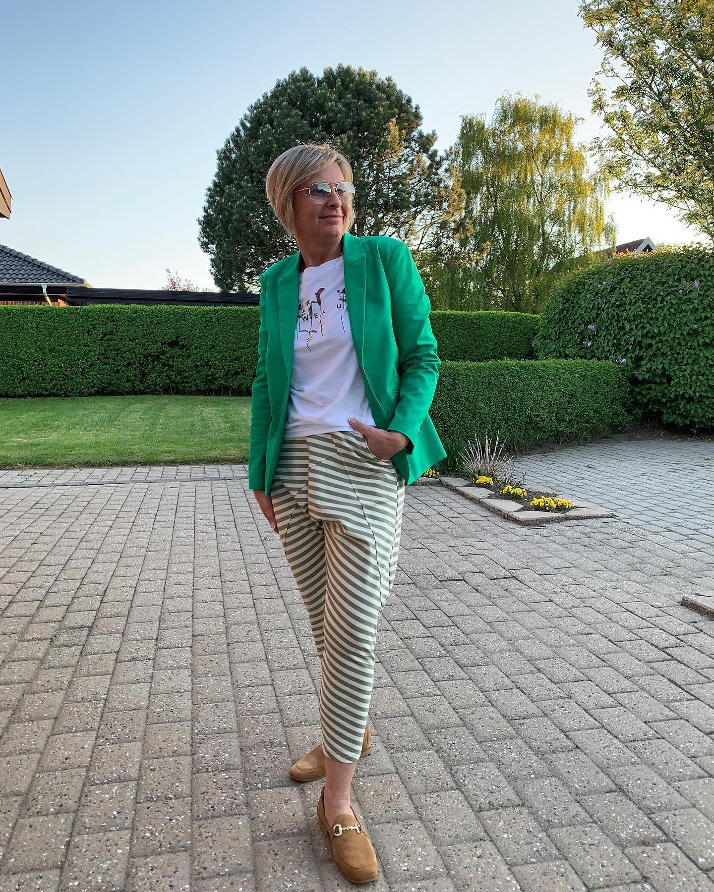 Cabana Living baggy strib i grøn