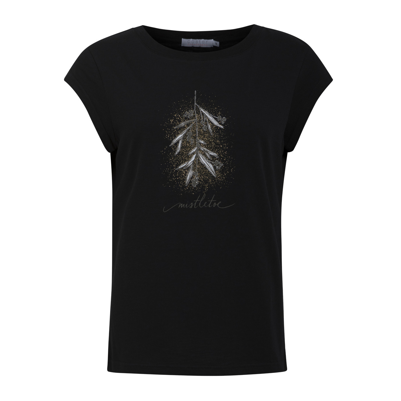 COSTER CPH sort t-shirt med misteltentryk. 