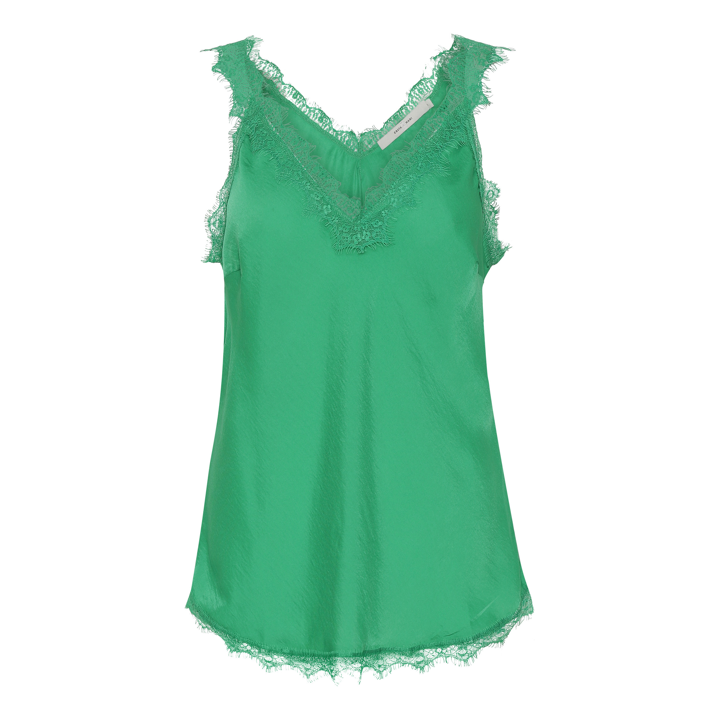 Costa Mani top med blondekant i græsgrøn