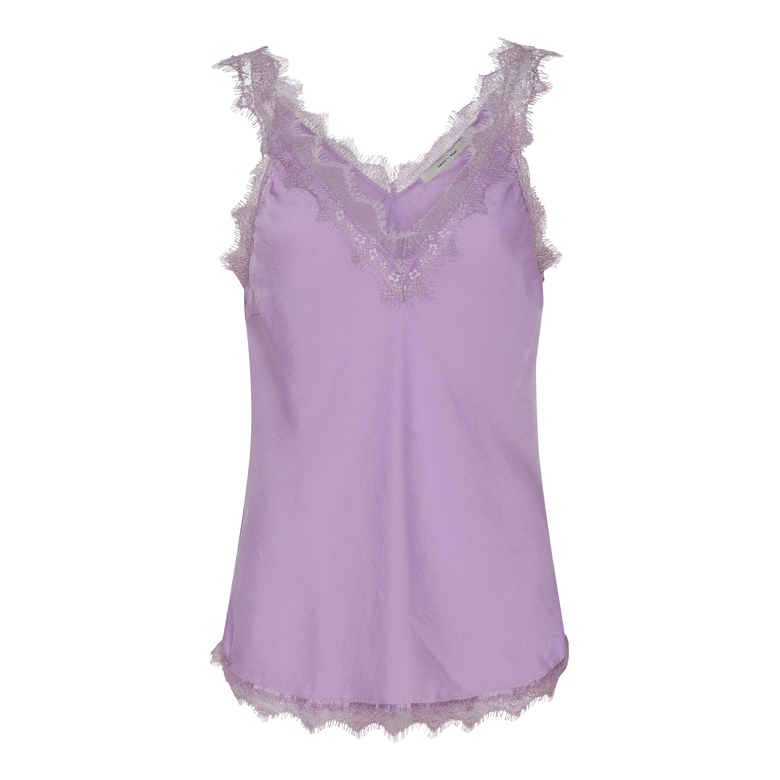 Costa Mani top med blondekant i lilla