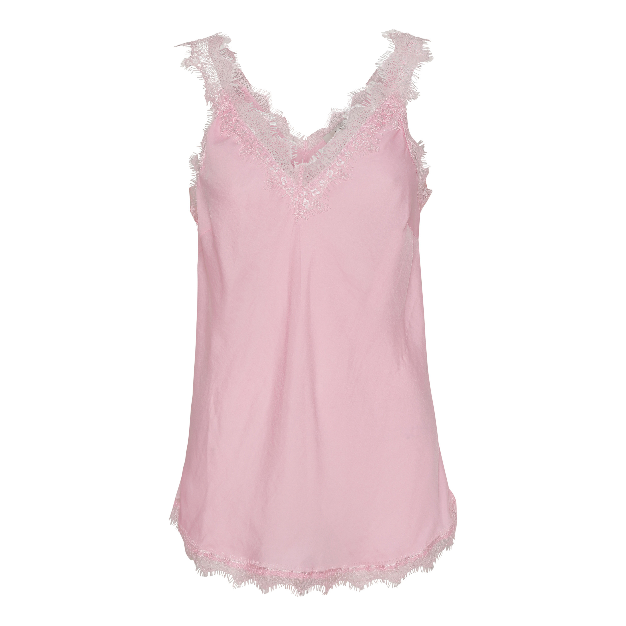 Costa Mani top med blondekant i lyserød. 