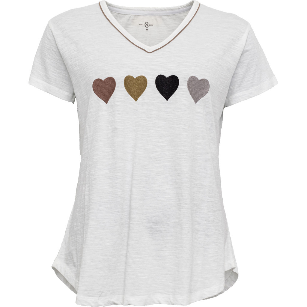 Costamani hvid t-shirt med små hjerter