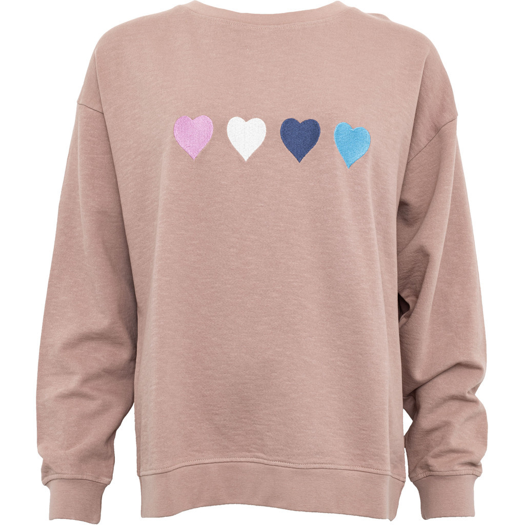 Costamani sand sweatshirt med fine broderi hjerter foran