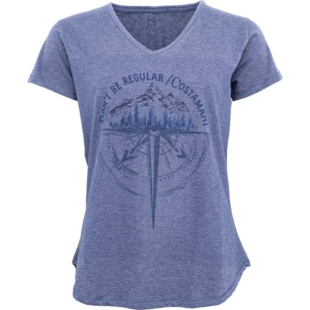 Costamani t-shirt i blå med motiv kompas foran.