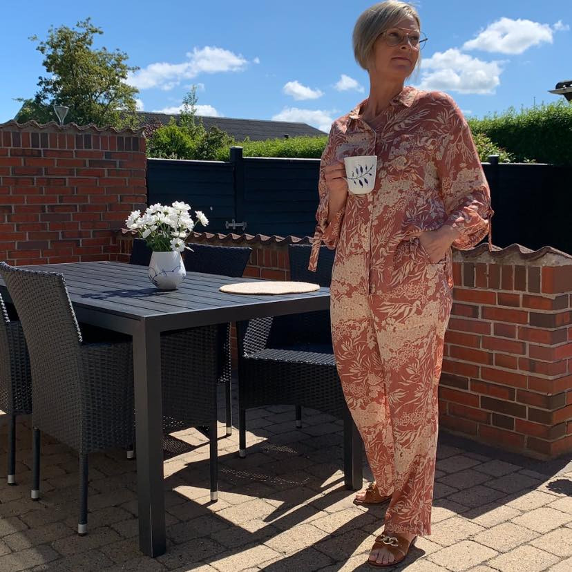 YAYA bukser i rødbrunt print