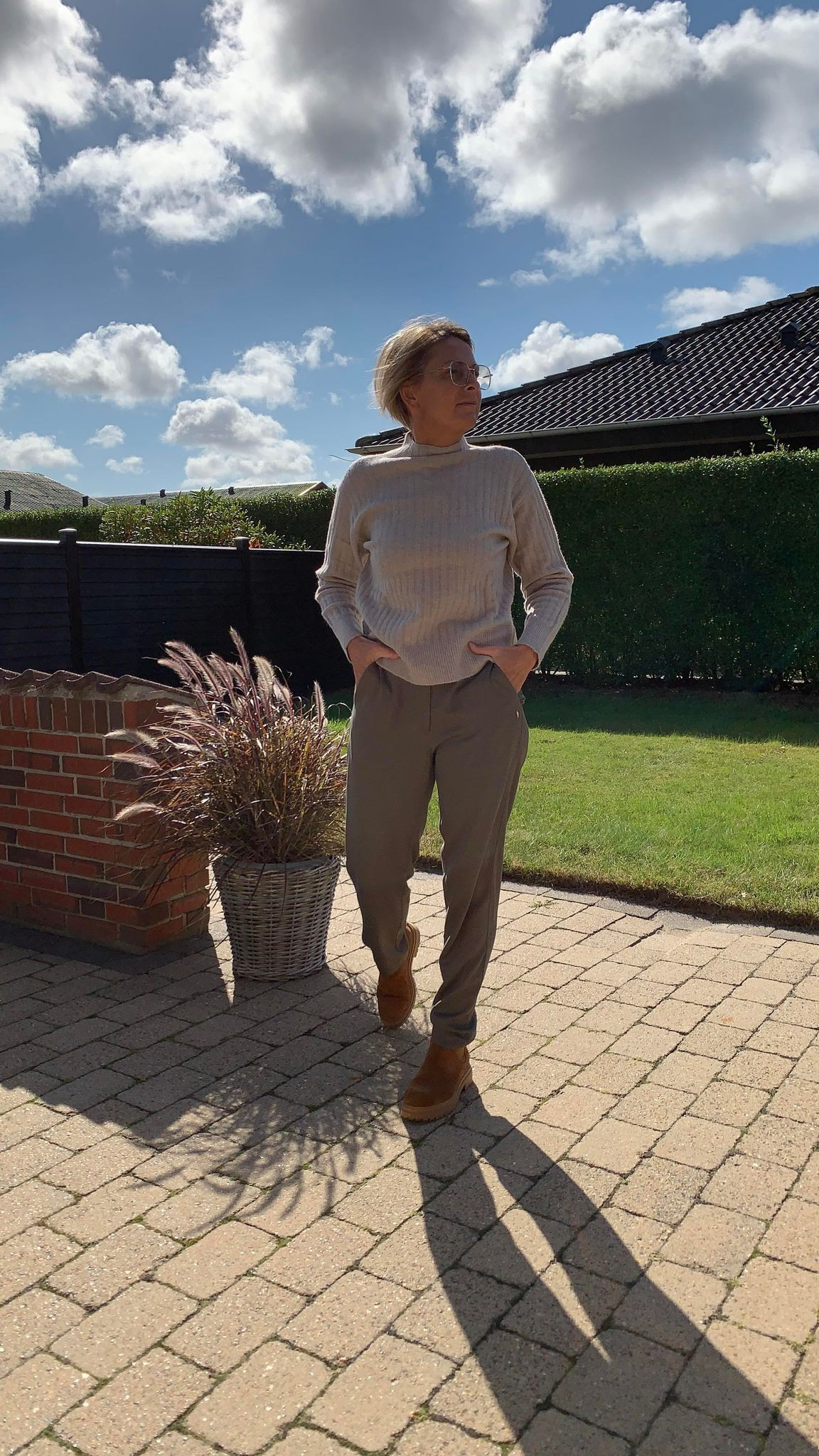 YAYA sweater i grå/sand farve