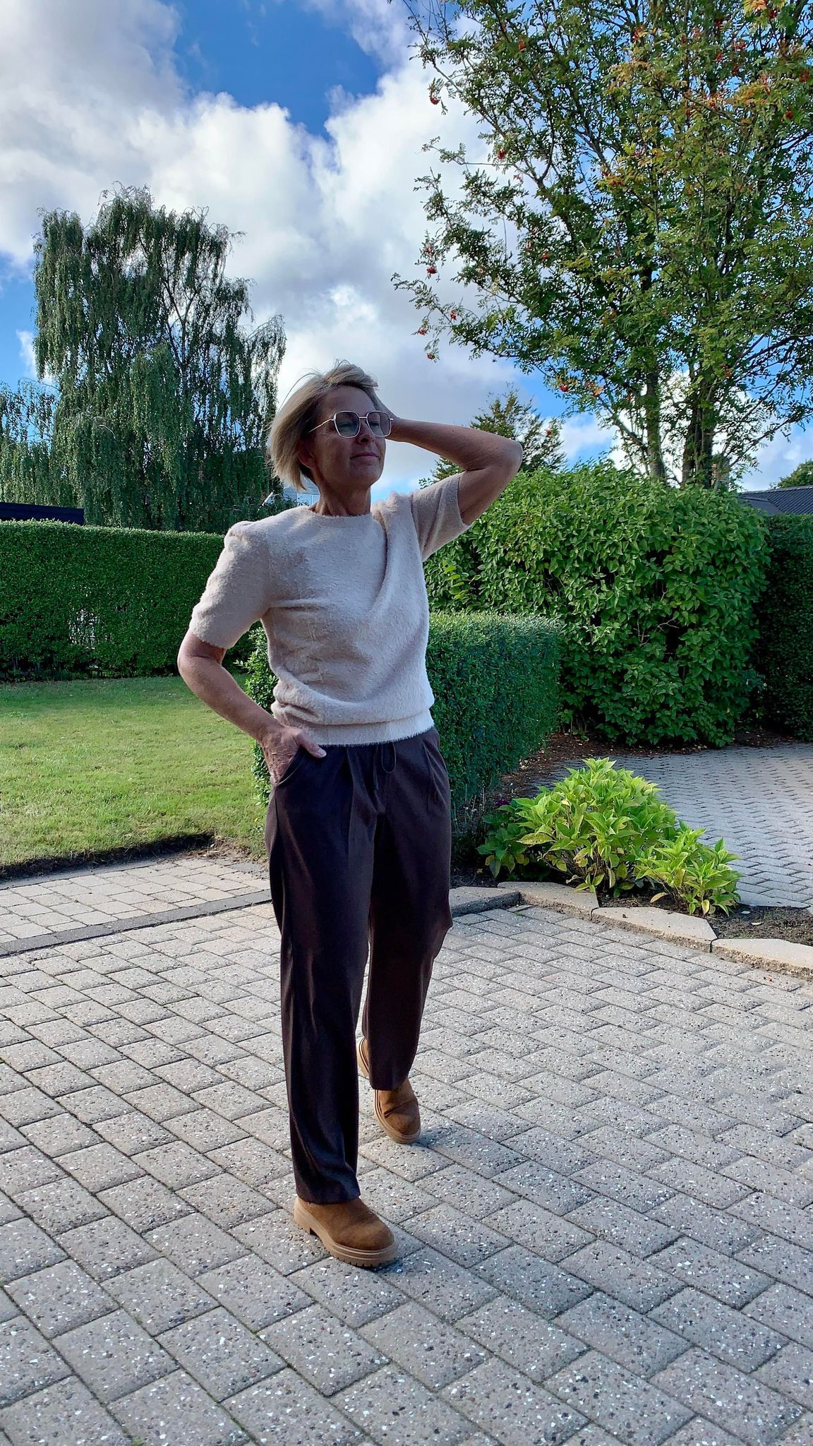 YAYA højtaljede bukser i brune