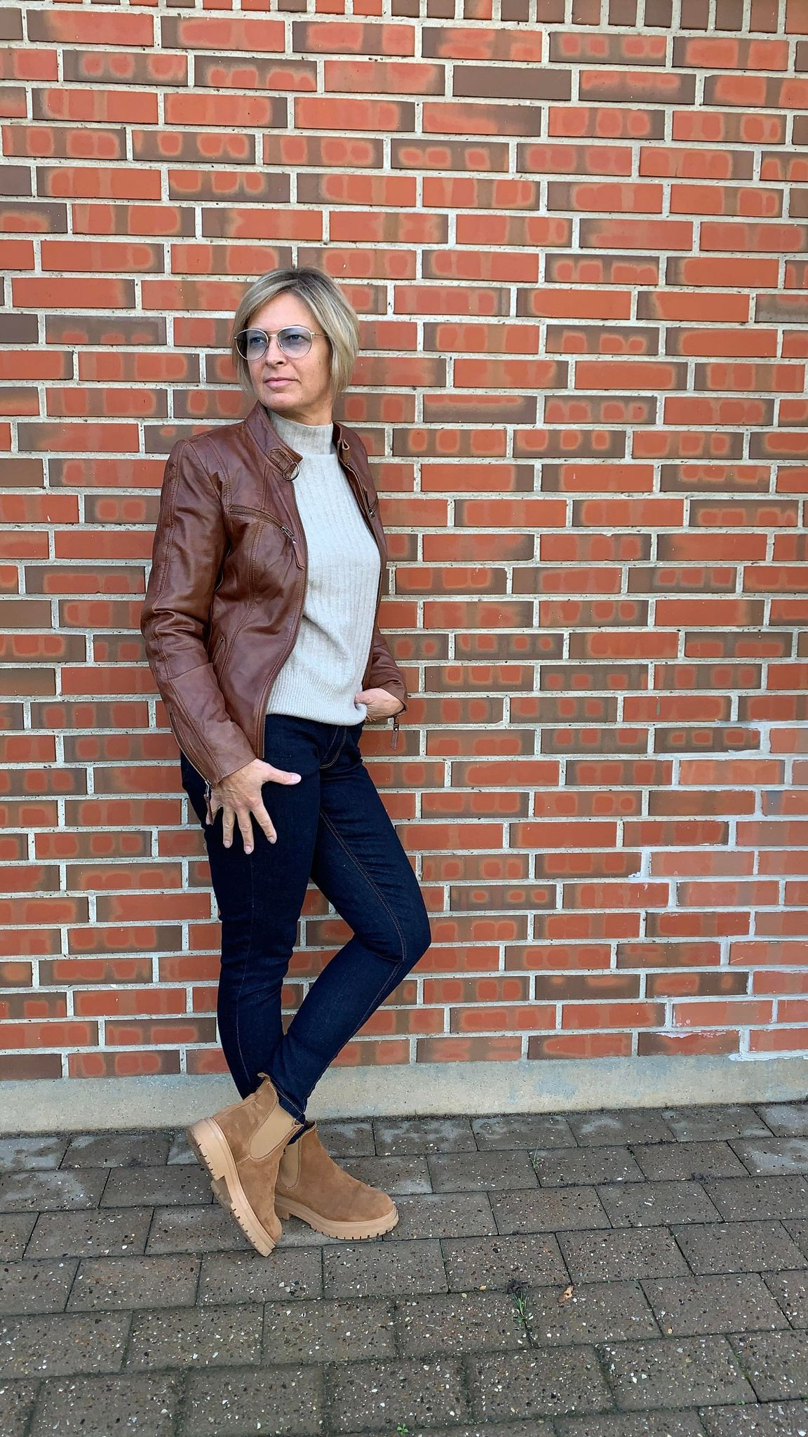 Butterfly cognac farvet skindjakke 