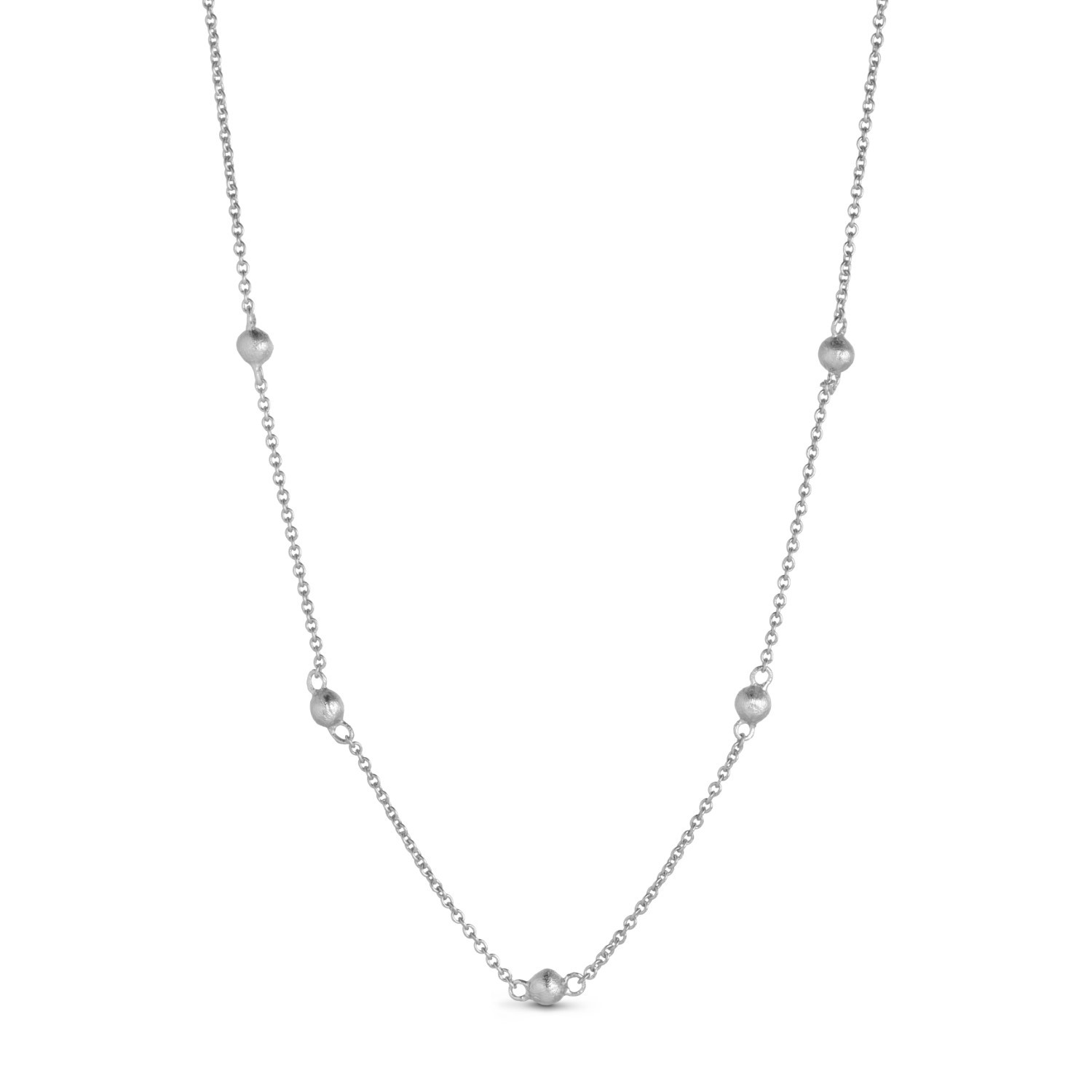 Pure by Nat sølvbelagt kort kæde med kugle vedhæng
