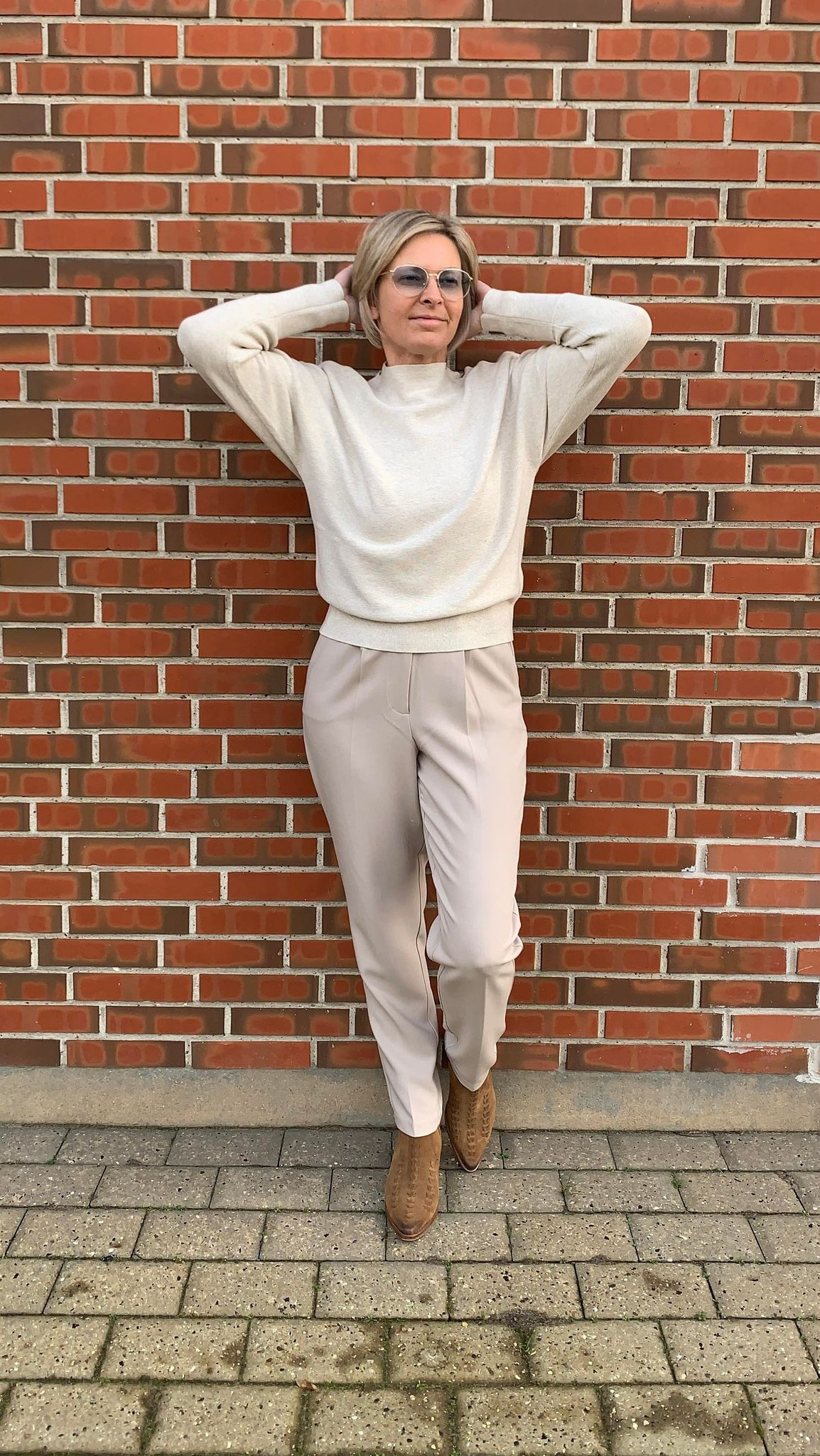 YAYA lys sand meleret sweater