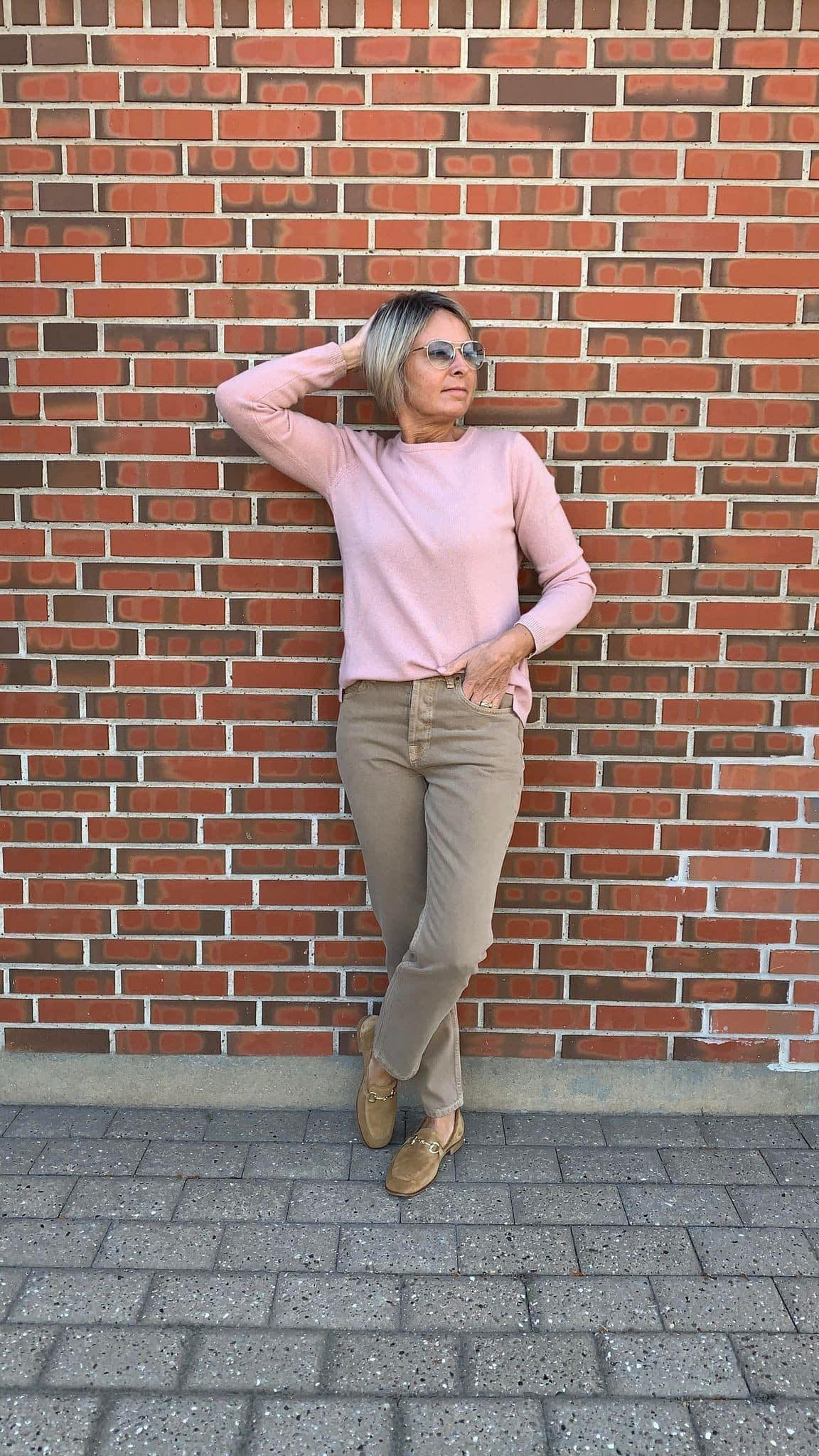 COSTER kashmir pullover i støvet rosa