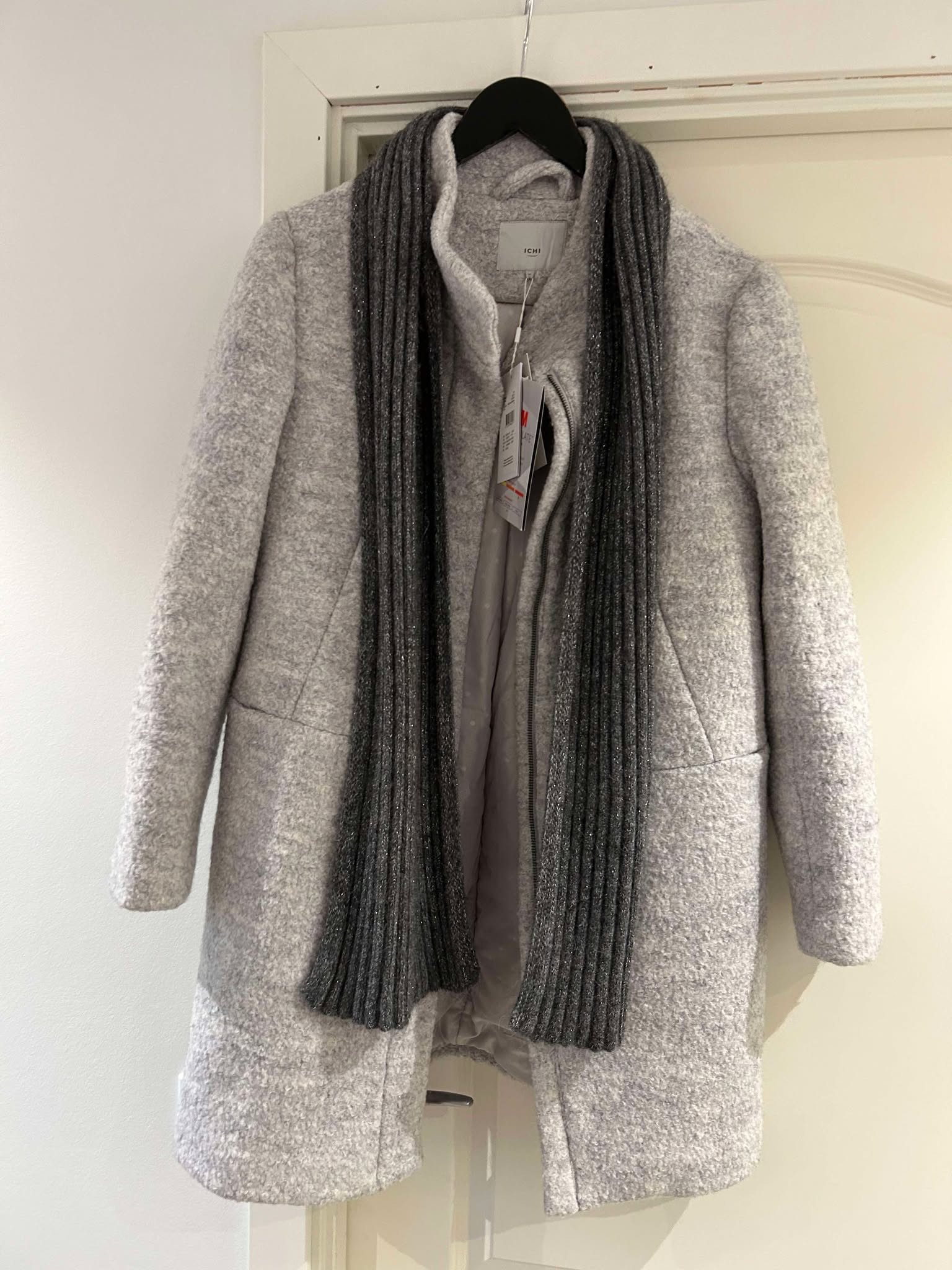 ICHI lysegrå uldjakke 70% rabat