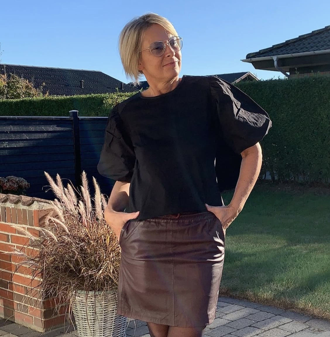 Depeche bordeaux lammeskinds nederdel 