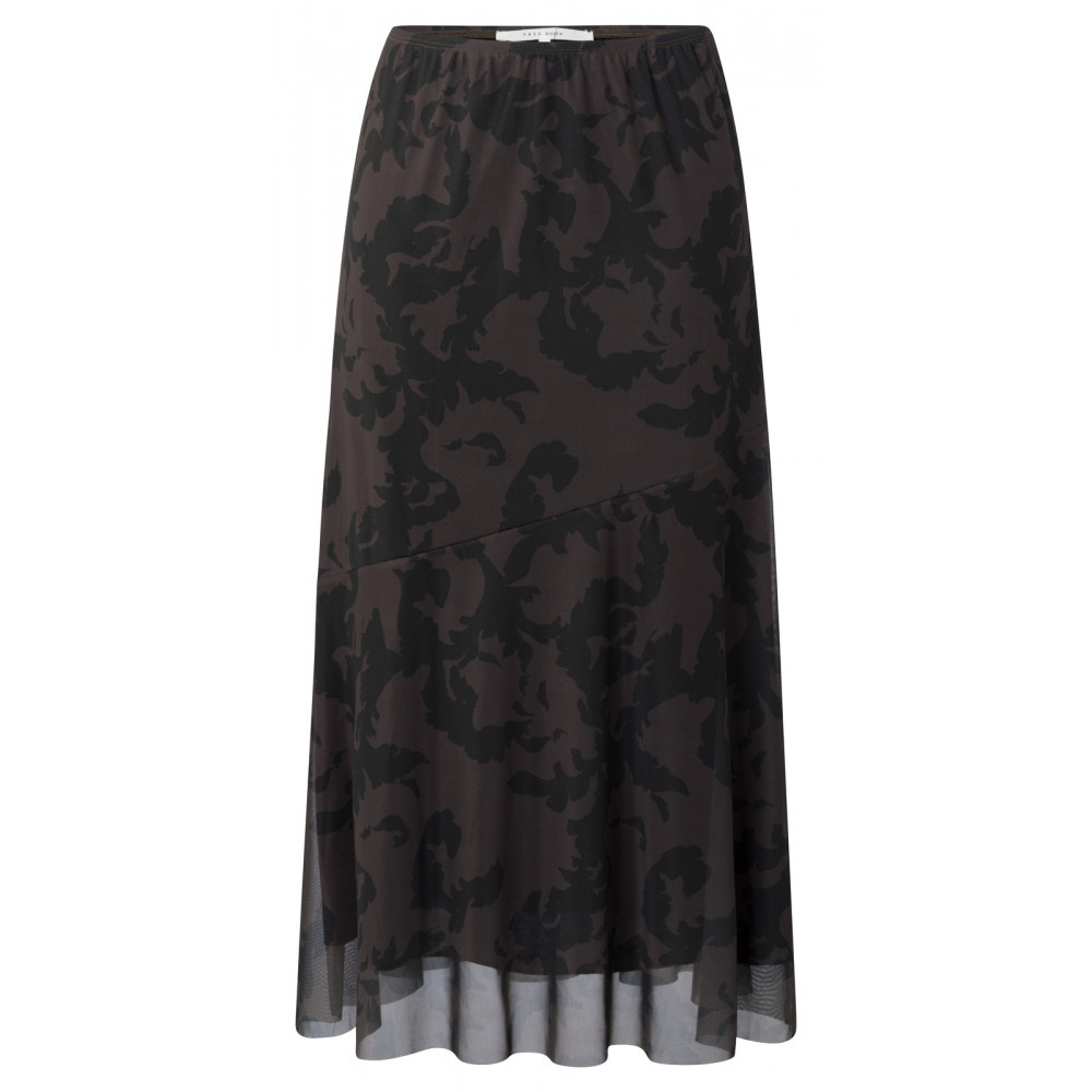 YAYA mesh nederdel i brune nuancer