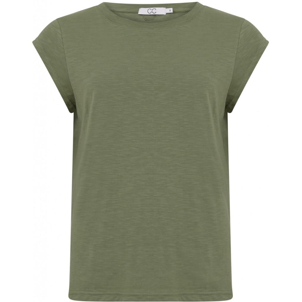 COSTER TEE i støvet grøn med rund hals