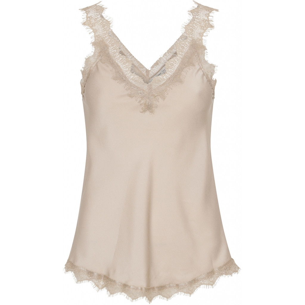 Costa Mani  top med blondekant i sand