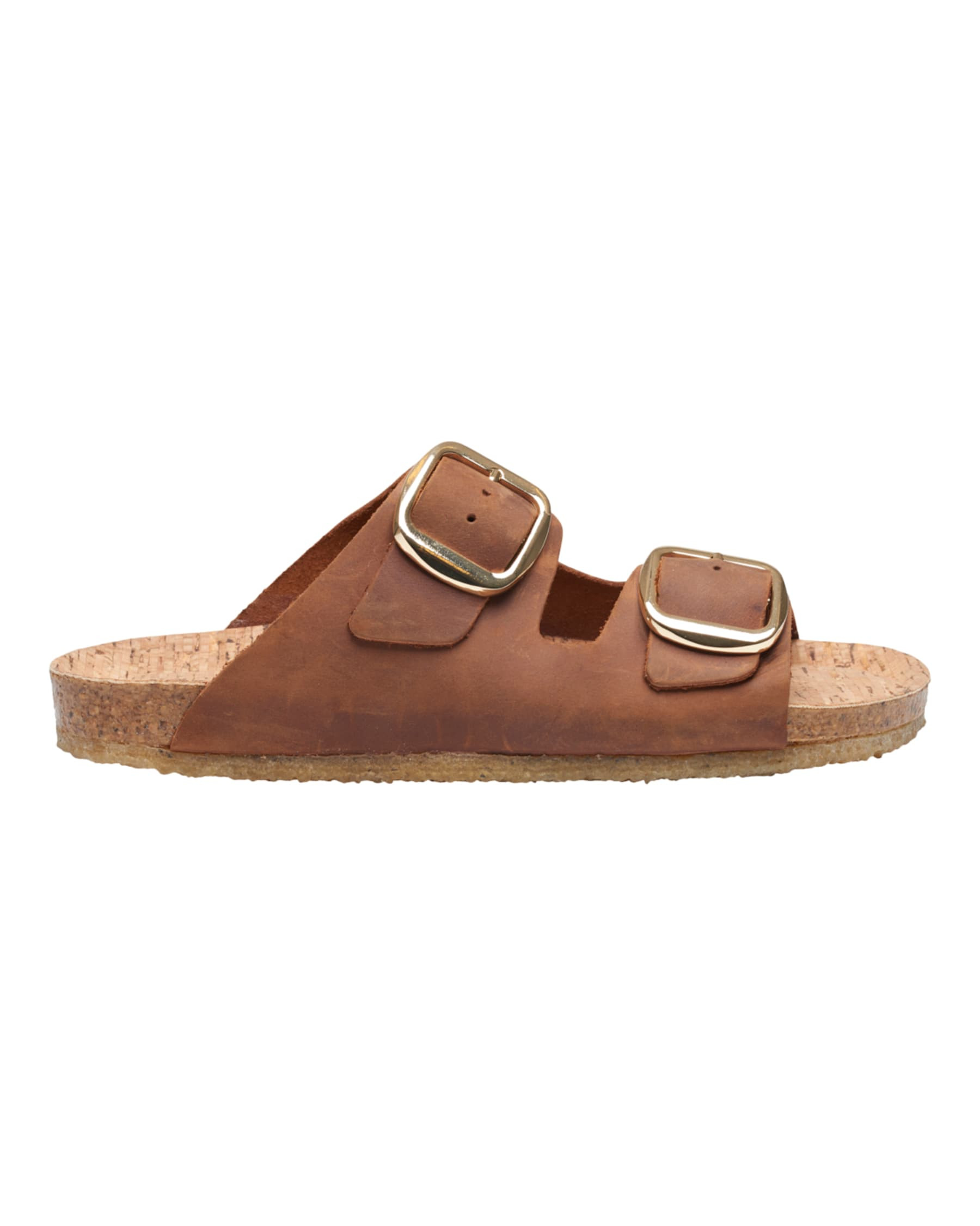 Tim & Simonsen cognac sandal med guldspænde