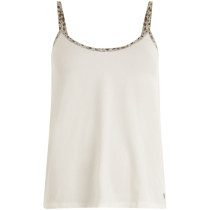 Coster Copenhagen off-white top med leopard kant