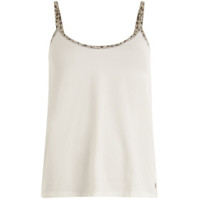 Coster Copenhagen off-white top med leopard kant