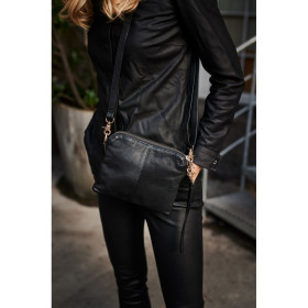 BTF Crossbody sort clutch i læder