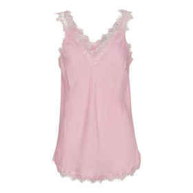 Costa Mani top med blondekant i lyserød. 