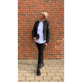 Butterfly sort læderjakke