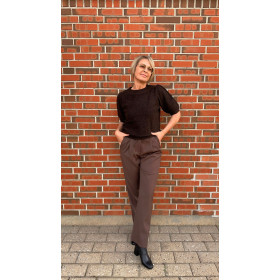 COSTER bluse med diamant-strik i mocca