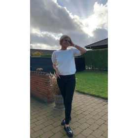 COSTER bluse med diamant-strik i hvid