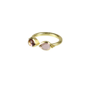 Pure By Nat guldbelagt ring i pink