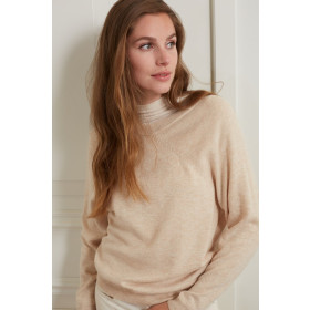 YAYA top med rullekrave i lys sand