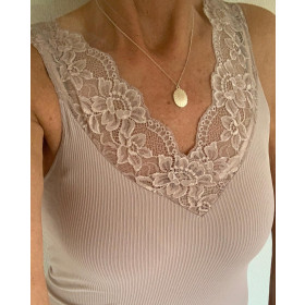 Tim & Simonsen støvet rosa lace top.