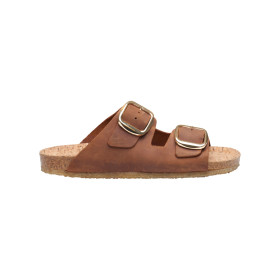 Tim & Simonsen cognac sandal med guldspænde